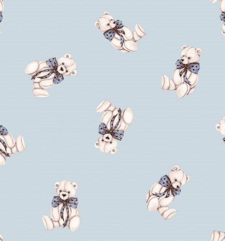 Motif en mousseline d'ours en peluche sur fond bleu