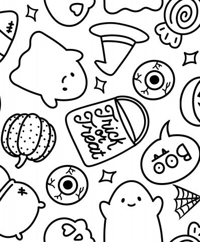 Scarabocchi di Halloween su tela di cotone bianca e nera: materiali perfetti per le tue creazioni di Halloween! Per cucire e disegnare, ideali per articoli di Halloween.