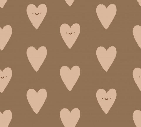 Jersey Happy Valentine Hearts Dark Brown