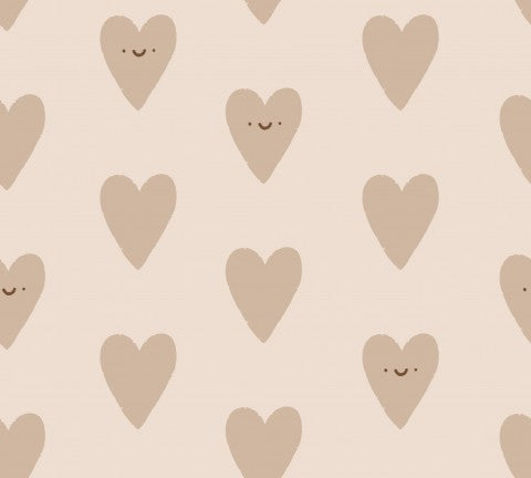 Satin cotton hearts on beige background
