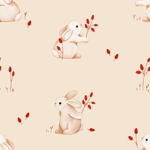 Jersey rabbit rosehips beige 15x15