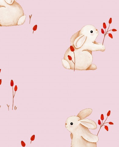 Jersey bunny rose hips pink 30x30