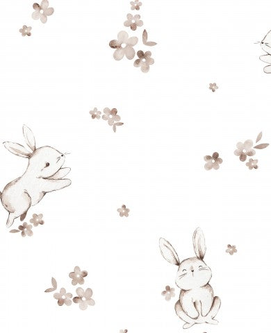 Muslin bunnies with flowers 30x30cm white