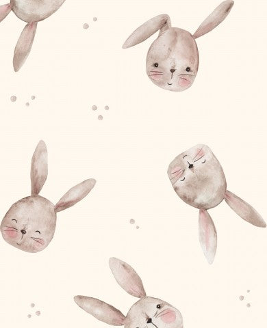 Jersey rabbit heads 30x30cm cream