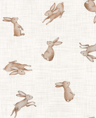 Canvas cotton a rabbit pattern on linen fabric