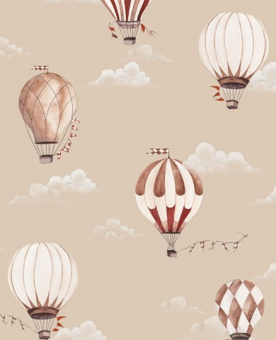 French Terry seamless wallpaper with hot air balloons