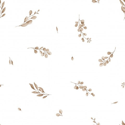 Satin cotton brown leaves on white background