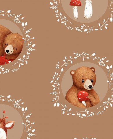 Herbstporträts in Toffee-Tonen auf Baumwoll-Canvas-Meterware - ideal für Ihre nächste Nähprojekt!