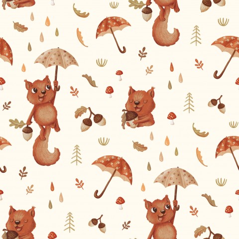 Herbstlich warm und einzigartig - Canvas Baumwolle für Eichhörnchen-Liebhaber! Erstklassiger Baumwollstoff mit Naturfarben, ideal für nahtfreundliche Projekte.
