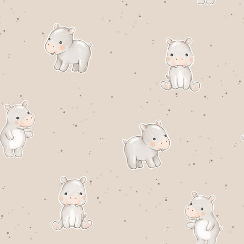 Wasserdichter Stoff Hippos Beige