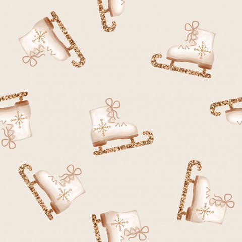 Jersey ice skates with gold beige mini