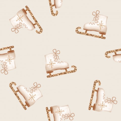 Wasserdichter Stoff ice skates with gold beige