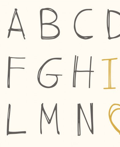 Rib Jersey eine Reihe handgezeichneter Buchstaben auf weißem Hintergrund