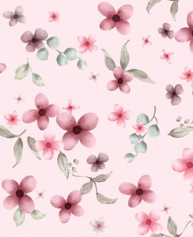  Fiori acquerellati in mussola su sfondo rosa