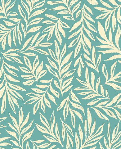 Muslin Inky Leaves on Turquoise