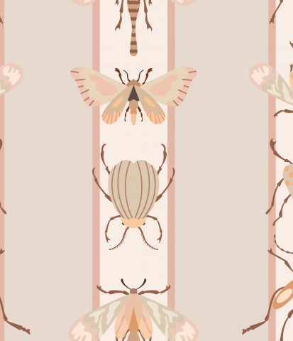 Jersey insects on stripes beige small