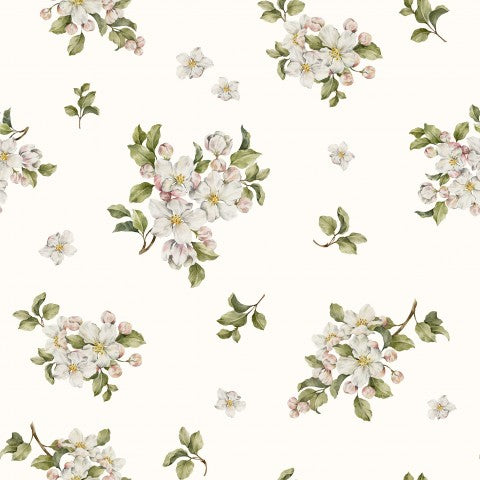  Tela Jabłoń bukiety - Tessuto di cotone morbido e traspirante in beige jasen per il tuo prossimo progetto! 100% cotone, ideale per cucito e ricamo