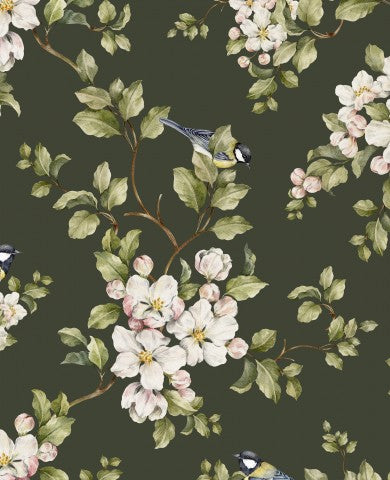  Panama una carta da parati floreale con uccelli e fiori