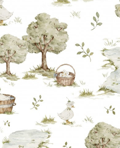 SoftShell un motif aquarelle avec des canards et des arbres