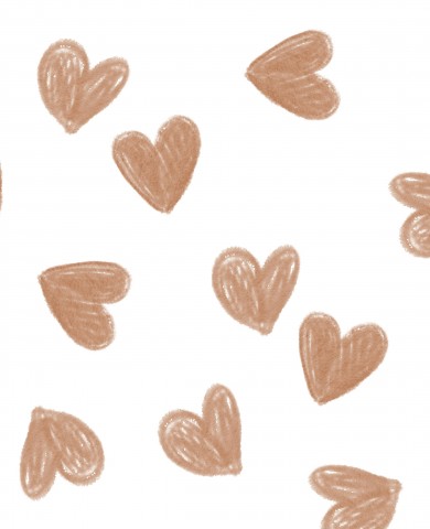 Satin cotton a bunch of brown hearts on a white background