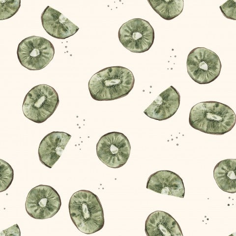 Muslin pattern of green kiwi fruits