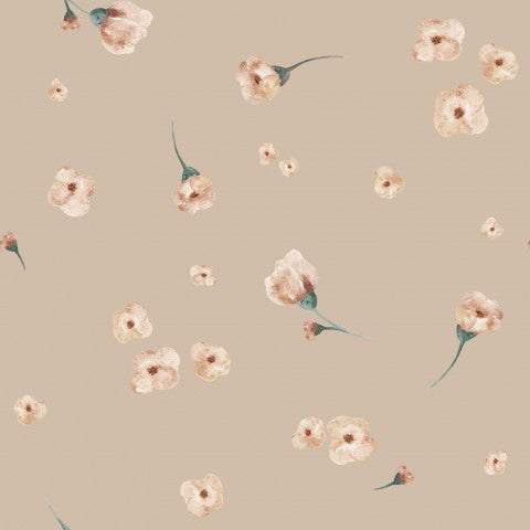 Jersey small flowers beige