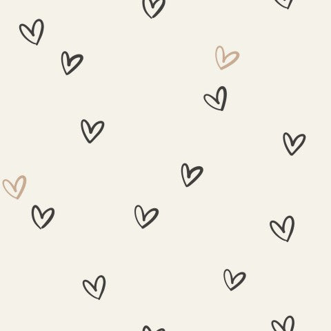 Jersey Small Black and Beige Hearts