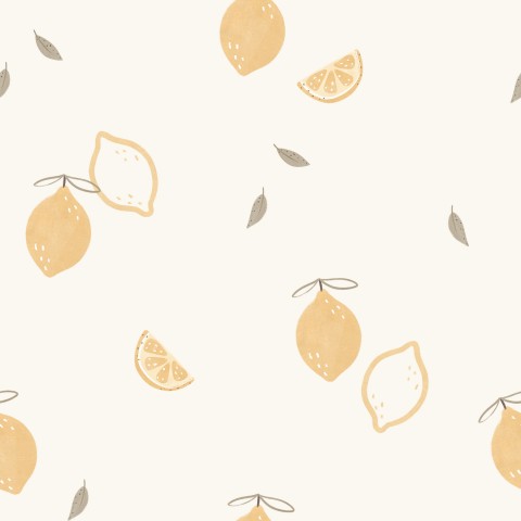 Toile de coton citrons et feuilles