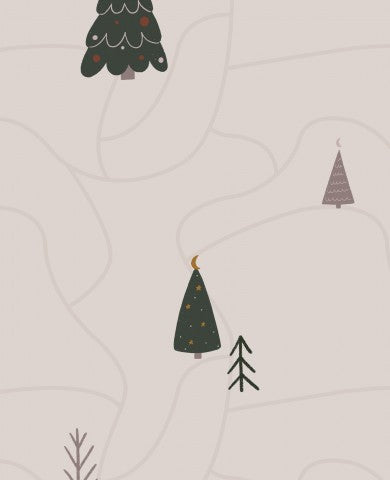 Sapins de Noël en satin de coton sur fond blanc