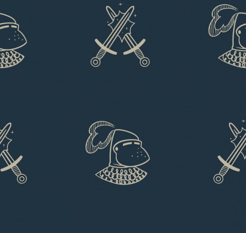 Musselin Ritterhelm und Schwertern