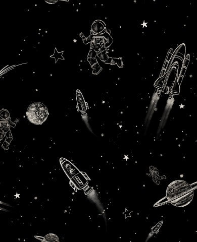  Tessuto impermeabile in tessuto bianco e nero con motivo spaziale
