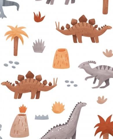 French Terry Dinosauriermuster im Cartoon-Stil