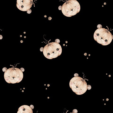 Waterproof fabric pumpkin teddy 15x15cm black