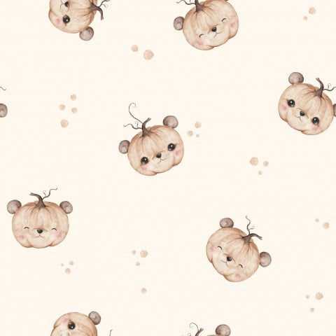 Waterproof fabric pumpkin teddy 15x15cm cream