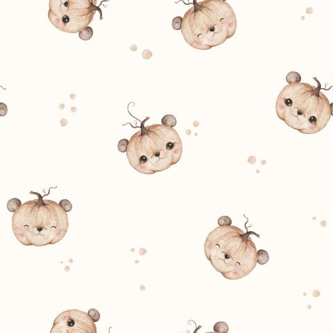 Waterproof fabric pumpkin teddy 15x15cm ecru