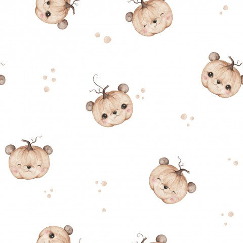 Waterproof fabric pumpkin teddy 15x15cm white