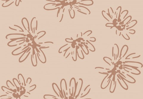 Wasserdichter Stoff L Simple Drawn Floral Beige Pink