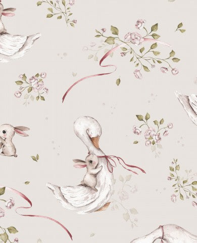  Maglia a coste con anatre e fiori