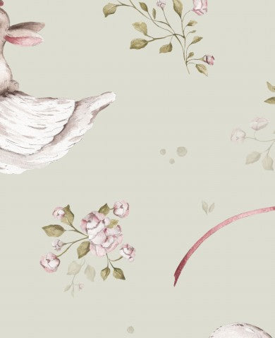 SoftShell ducks and flowers on a green background