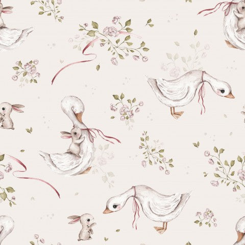 Jersey Lets be friends 20x20cm light taupe