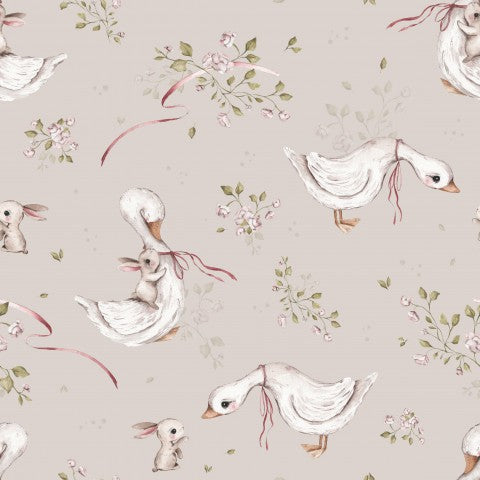 Jersey Lets be friends 20x20cm taupe