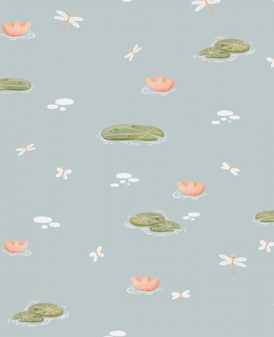 Jersey Lillypads and Dragonflies Light Blue