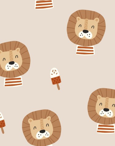 Toile de coton têtes de lion et glace