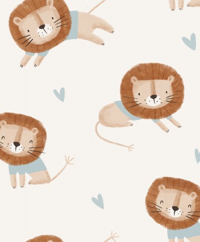 Motif de tissu imperméable représentant de jolis lions sur fond blanc