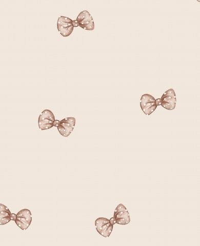 Canvas cotton a pattern of brown bows on a beige background