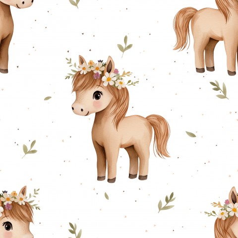  Modello Panama di un grazioso cavallo con fiori