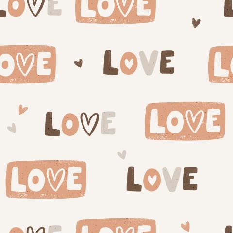 Satin cotton with the words “love” and “hearts”