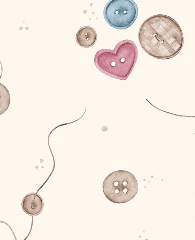 Boutons et coeurs en satin de coton