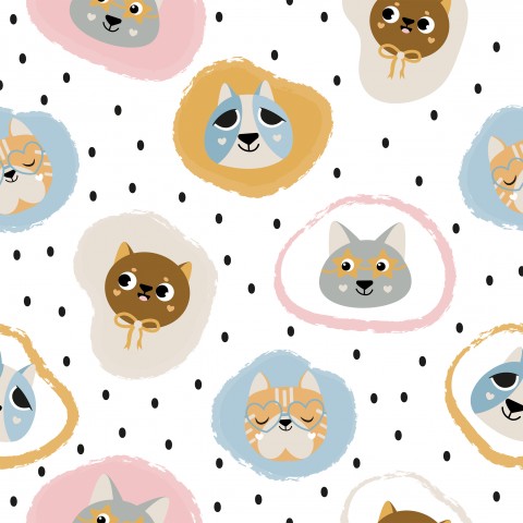  Crea il tuo tema preferito: tela di cotone per la creatività notturna! Gatti e cani divertenti in colori vivaci, perfetti per il tuo prossimo lavoretto.