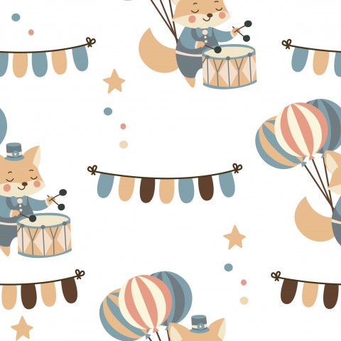 Muslin Funny Circus Fox with Balloons
